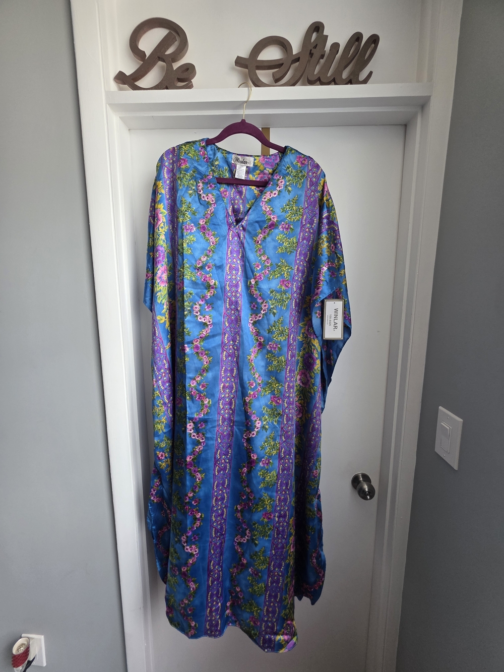 Vibrant Blue & Purple Floral Caftan Mumu